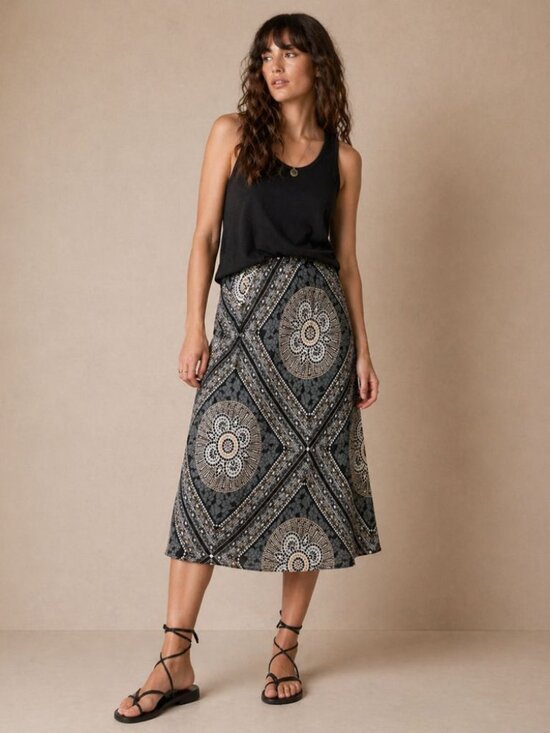Cato Dresses & Skirts - Boho Medallion Print Midi Skirt Medium Pull On Comfortable Flowy A Line